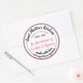 ピンクヴィンテージ手作り職人グルメフードラベル ラウンドシール (封筒)