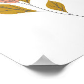 ピンクヴィンテージ抽象芸術ワイルドフラワーフローラ&リーフ ポスター (角)