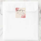 ピンクヴィンテージ植物学、バラ花模様、結婚式の引き出物 スクエアシール (バッグ)