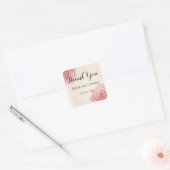 ピンクヴィンテージ植物学、バラ花模様、結婚式の引き出物 スクエアシール (封筒)