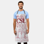 ピンクヴィンテージ植物芸術モノグラム エプロン (着用した状態)