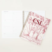 ピンクヴィンテージ植物芸術モノグラム プランナー手帳 (ディスプレー)