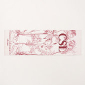 ピンクヴィンテージ植物芸術モノグラム ヨガマット (正面(横))