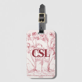 ピンクヴィンテージ植物芸術モノグラム ラゲッジタグ