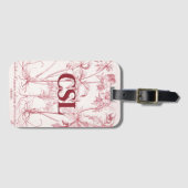 ピンクヴィンテージ植物芸術モノグラム ラゲッジタグ (正面横)