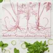 ピンクヴィンテージ植物芸術 キッチンタオル (折り畳み)