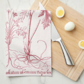 ピンクヴィンテージ植物芸術 キッチンタオル (四つ折り)