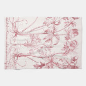 ピンクヴィンテージ植物芸術 キッチンタオル (横)