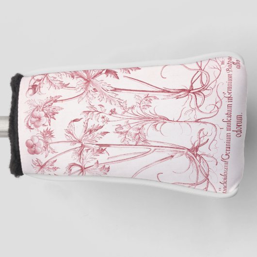ピンクヴィンテージ植物芸術 ゴルフヘッドカバー (正面)
