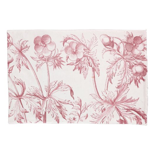 ピンクヴィンテージ植物芸術 枕カバー (正面)