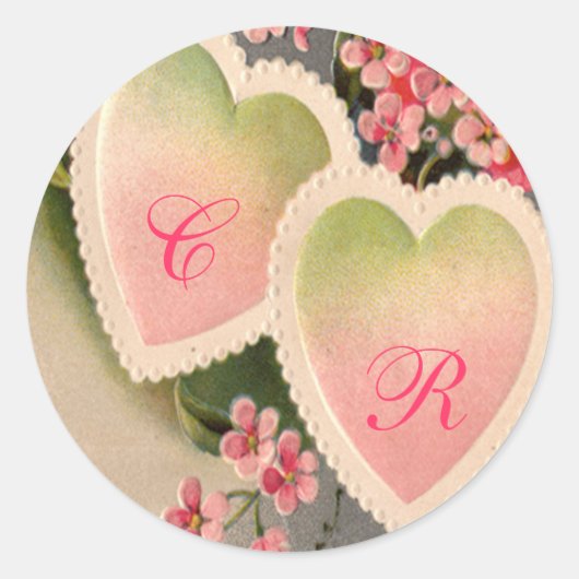 ピンクヴィンテージ標識 ラウンドシール (正面)