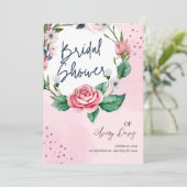 ピンクヴィンテージ水彩フローラ 招待状 (スタンド正面)