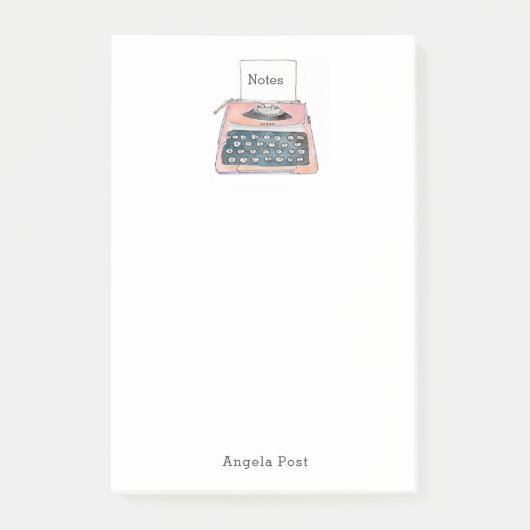ピンクヴィンテージ水彩植字機 ポストイット (正面)