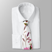 ピンクヴィンテージ水彩花模様 ネクタイ (タイ)