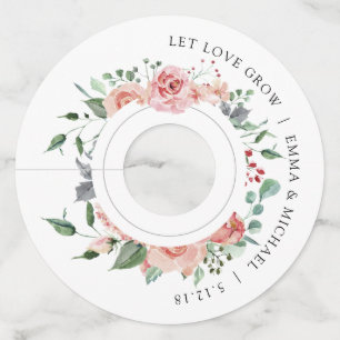 ピンクヴィンテージ水色フローラ ワイングラスタグ