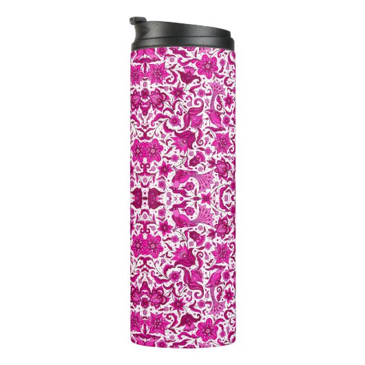 ピンクヴィンテージ熱帯フォークアートプリント タンブラー (回転右)