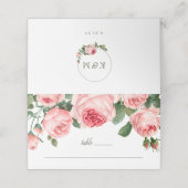 ピンクヴィンテージ結婚バラ プレイスカード (外部開封)