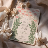ピンクヴィンテージ結婚フローラバラ金ゴールド 箔招待状