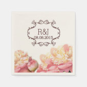 ピンクヴィンテージ花シャンデリア春の結婚式 スタンダードカクテルナプキン (正面)