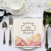 ピンクヴィンテージ花シャンデリア春の結婚式 スタンダードカクテルナプキン