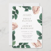 ピンクヴィンテージ花枠結婚式招待状 招待状 (正面)