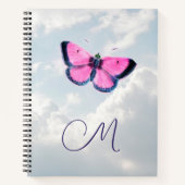 ピンクヴィンテージ蝶と青空 ノートブック (正面)