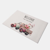 ピンクヴィンテージ農家のトラックへようこそ ドアマット (アングル)