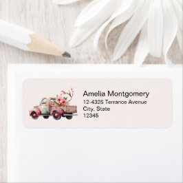 ピンクヴィンテージ農家のトラックアドレス ラベル