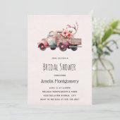 ピンクヴィンテージ農家トラックブライダルシャワー 招待状 (スタンド正面)