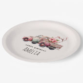 ピンクヴィンテージ農家トラック誕生日 ペーパープレート (アングル)