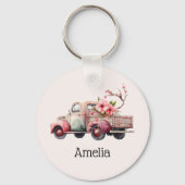 ピンクヴィンテージ農家トラック キーホルダー (正面)