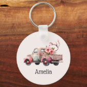 ピンクヴィンテージ農家トラック キーホルダー (正面)