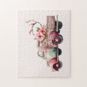 ピンクヴィンテージ農家トラック ジグソーパズル (縦)