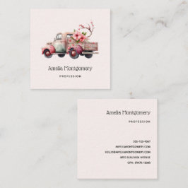 ピンクヴィンテージ農家トラック スクエア名刺