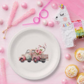 ピンクヴィンテージ農家トラック ペーパープレート (パーティー)