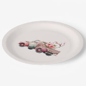 ピンクヴィンテージ農家トラック ペーパープレート (アングル)