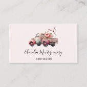 ピンクヴィンテージ農家トラック 名刺 (正面)