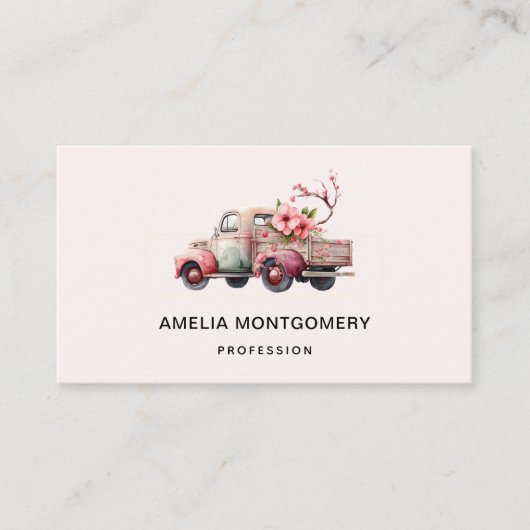 ピンクヴィンテージ農家トラック 名刺 (正面)