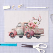 ピンクヴィンテージ農家トラック 薄葉紙 (クラフト)