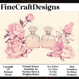 ピンクヴィンテージ香水ボトル&バラAE1 Decopage 薄葉紙