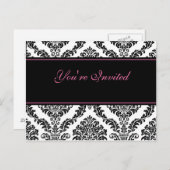 ピンクヴィンテージPC招待状 インビテーションポストカード (正面/裏面)