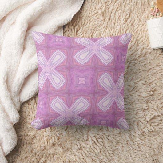 ピンク万華鏡のように千変万化するパターン抽象芸術パターン クッション (ブランケット)