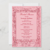 ピンク不機嫌ハッターズティーパーティーブライダルシャワー 招待状 (裏面)