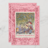 ピンク不機嫌ハッターズティーパーティーブライダルシャワー 招待状 (正面/裏面)