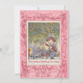ピンク不機嫌ハッターズワンダーランド誕生日ティーパーティー 招待状 (正面)
