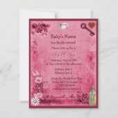 ピンク不機嫌ハッターSip & Seeベビーシャワー 招待状 (裏面)