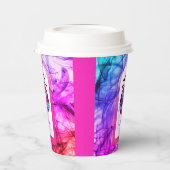 ピンク不気味おもしろいこうもりフルムーンハッピーハローウィン 紙コップ (左)