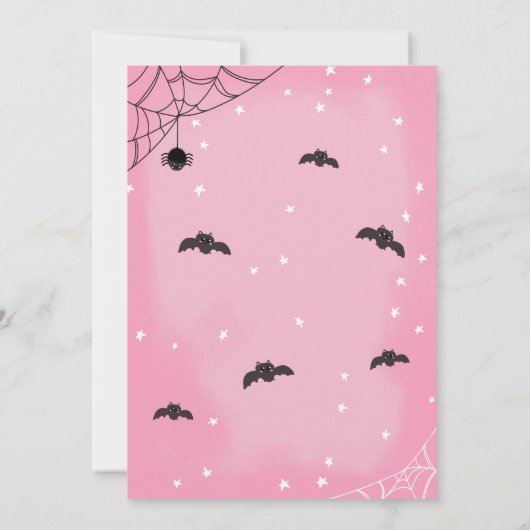ピンク不気味お祝いハロウィーン誕生日招待状 招待状 (裏面)