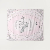 ピンク不気味かわいいハロウィーン赤ちゃんシャワー背景 タペストリー (正面(横))