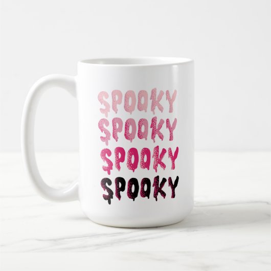 ピンク不気味とブラックのハロウィーン コーヒーマグカップ (左)